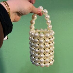 Unique Vintage Cream and Gold Pearl Clutch